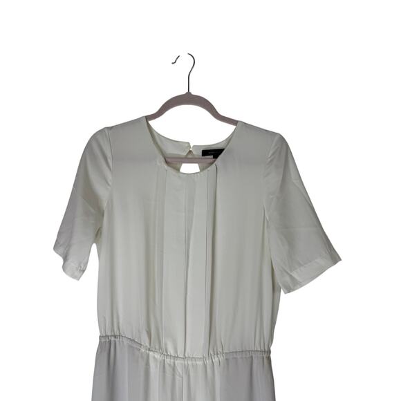 BCBGMaxazria White Short Sleeve Wide Leg  Open Back One Piece Jumpsuit Size S - Picture 3 of 9